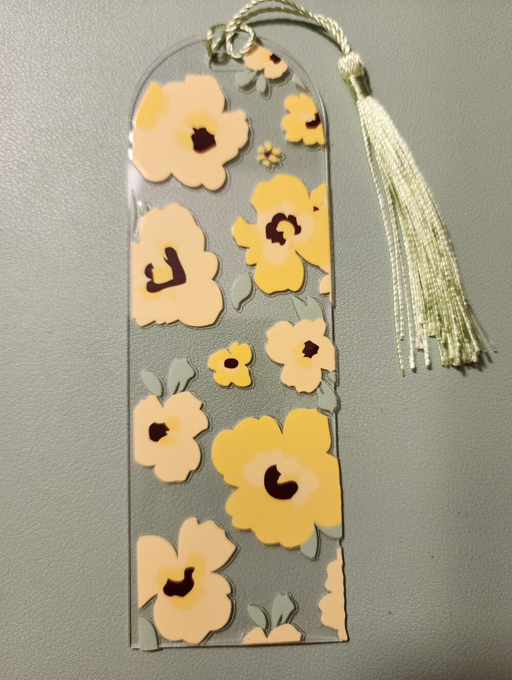 Floral Acrylic Bookmark with Tassel - Yellow Flowers